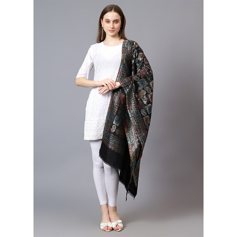 Black Fine Wool Shawl - JD986603416