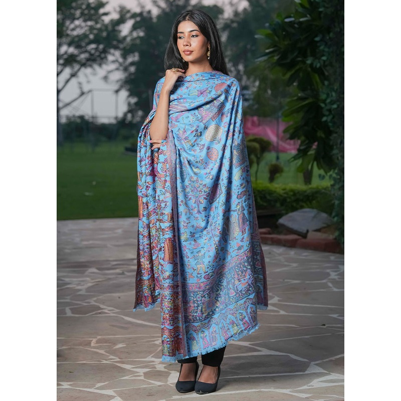 Blue Fine Wool Shawl - JD986603323