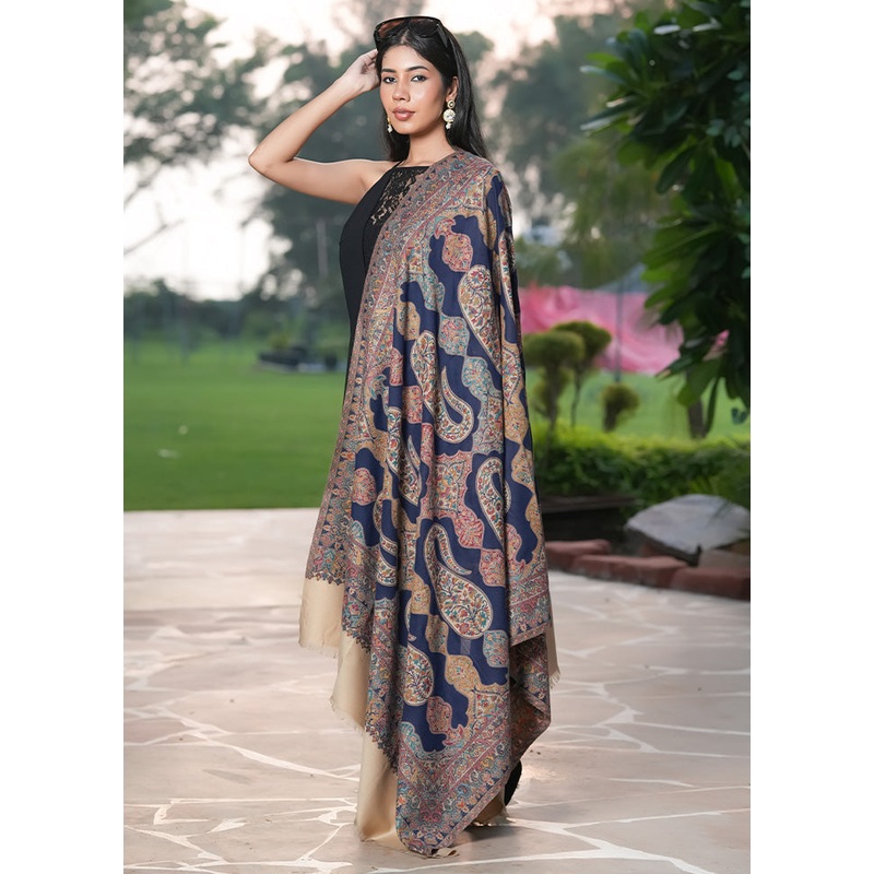 Blue Fine Wool Shawl - JD986603324