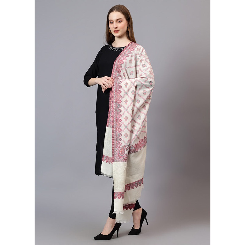 Cream Fine Wool Shawl - JD986603414