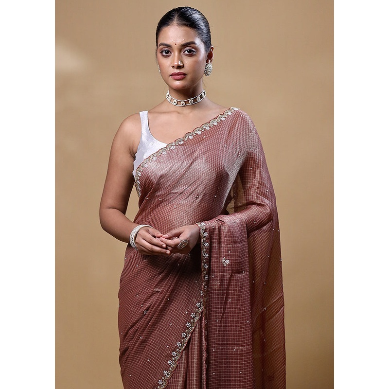 Grey Silk Saree With Blouse Piece - JD986603306
