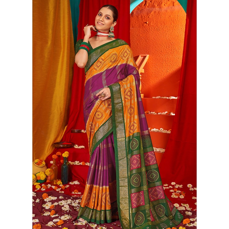 Purple Tussar Silk Saree With Blouse Piece - JD986603474