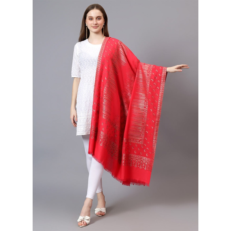 Red Fine Wool Shawl - JD986603412