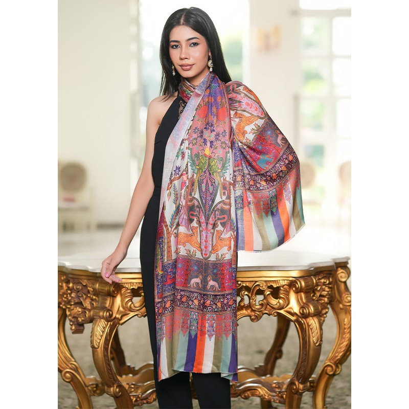 White Fine Wool Stole - JD986603308