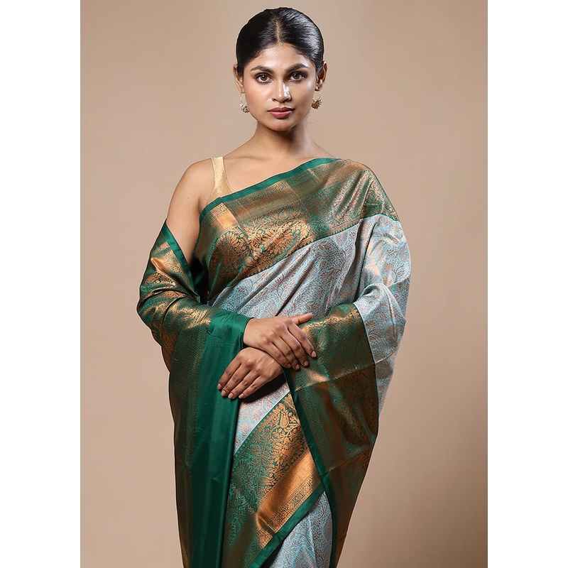 Blue Kanjivaram Silk Saree With Blouse Piece - JD986603222