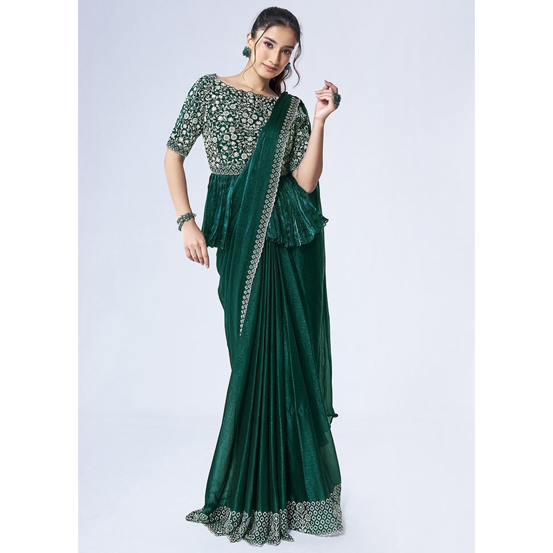 Green Chiffon Silk Saree With Blouse Piece - JD986603122