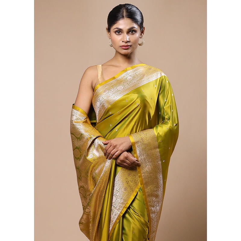 Green Katan Silk Saree With Blouse Piece - JD986603189