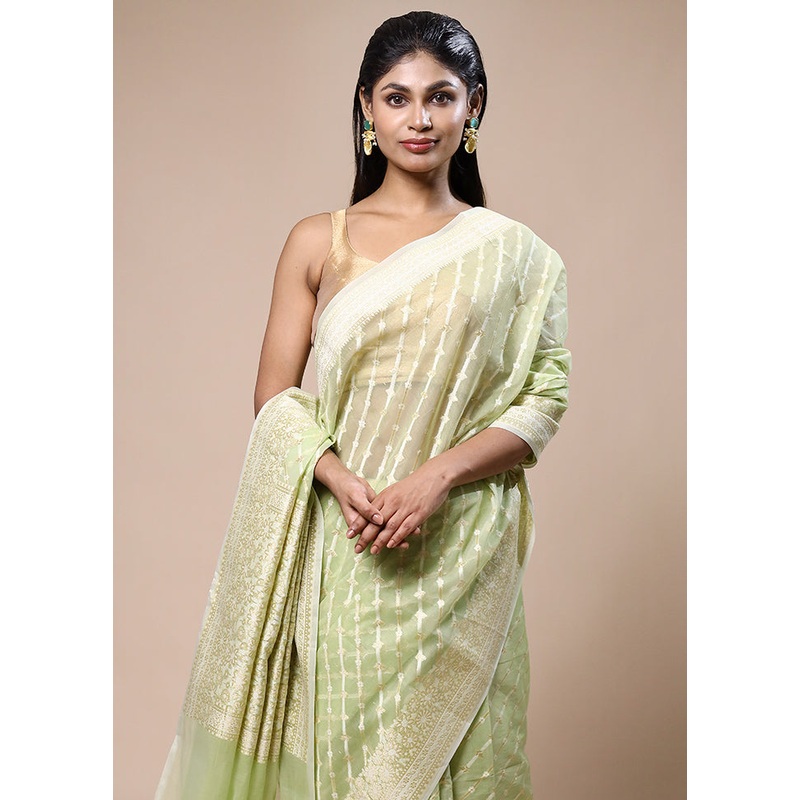 Green Kora Silk Saree With Blouse Piece - JD986603188