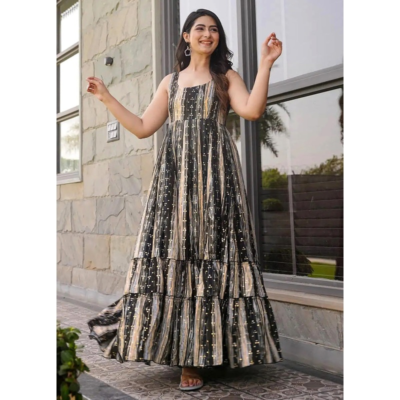 Grey Readymade Rayon Long Gown - JD986603244