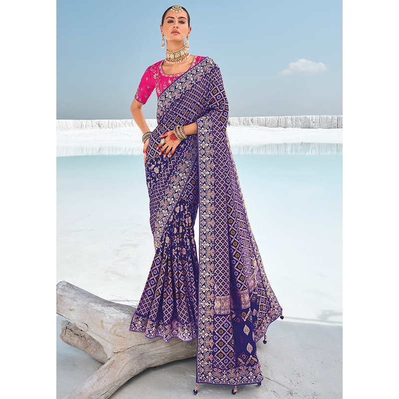 Maroon Pure Georgette Saree With Blouse Piece - JD986603105