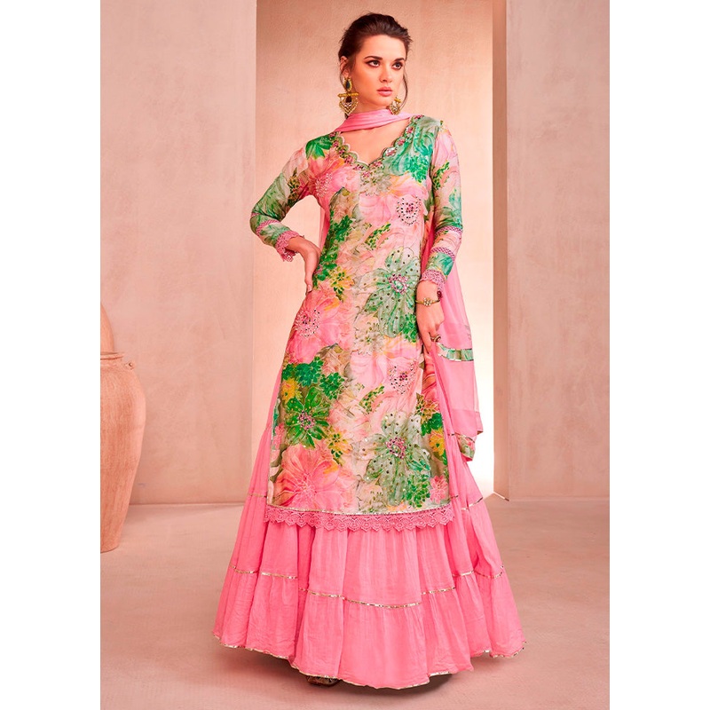 2 Pc Pink Semi Stitched Silk Suit Set - JD986602911