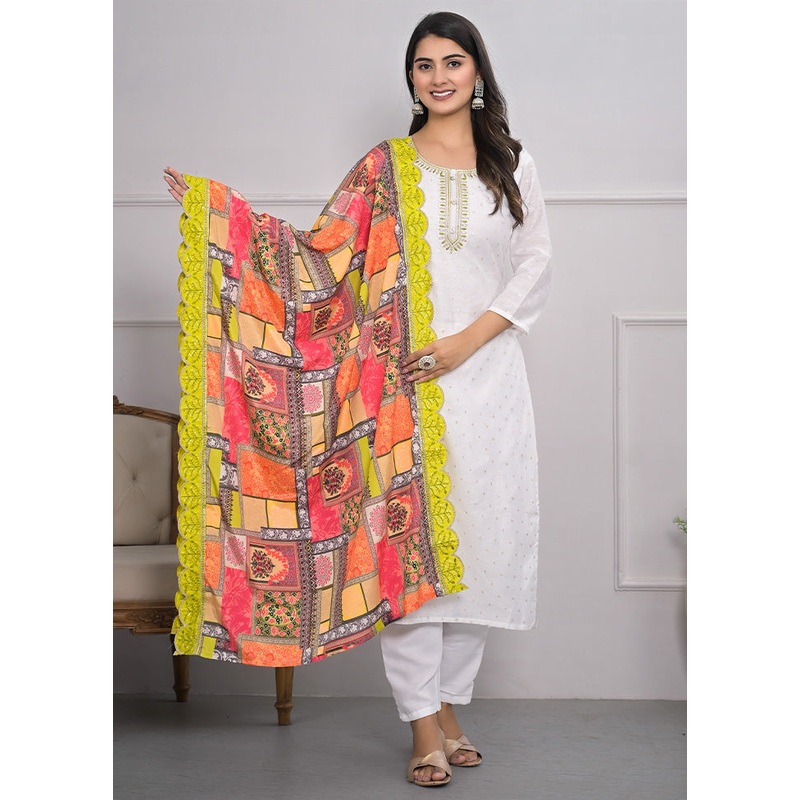 3 Pc White Readymade Viscose Suit Set - JD986602926