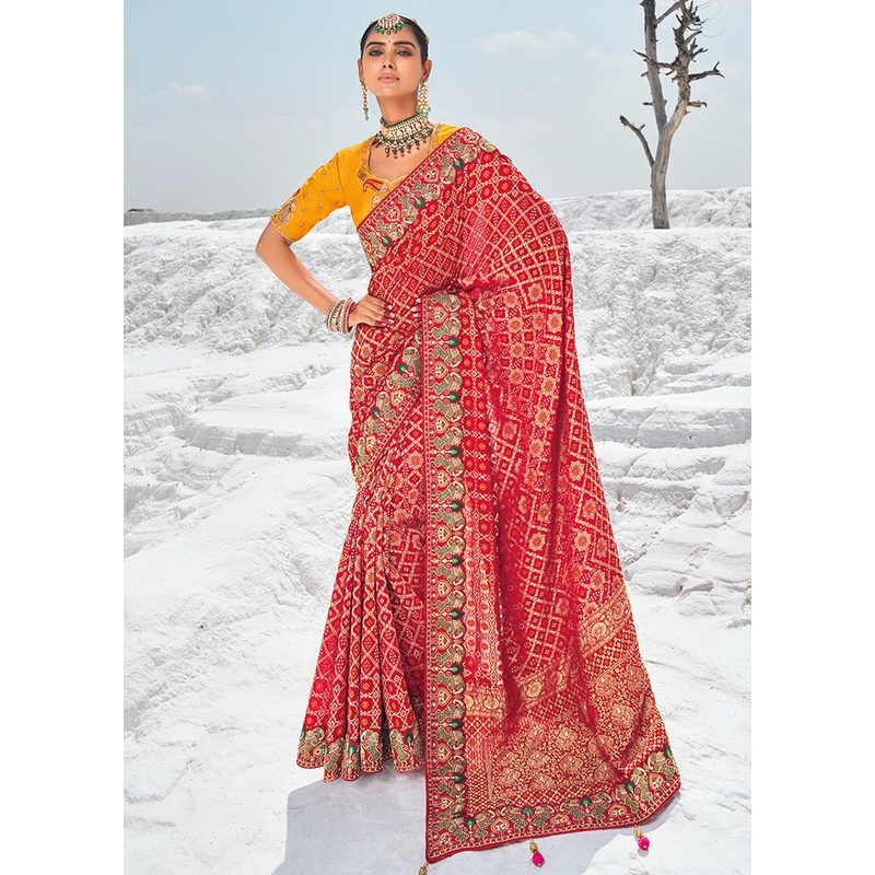 Pink Pure Georgette Saree With Blouse Piece - JD986603077