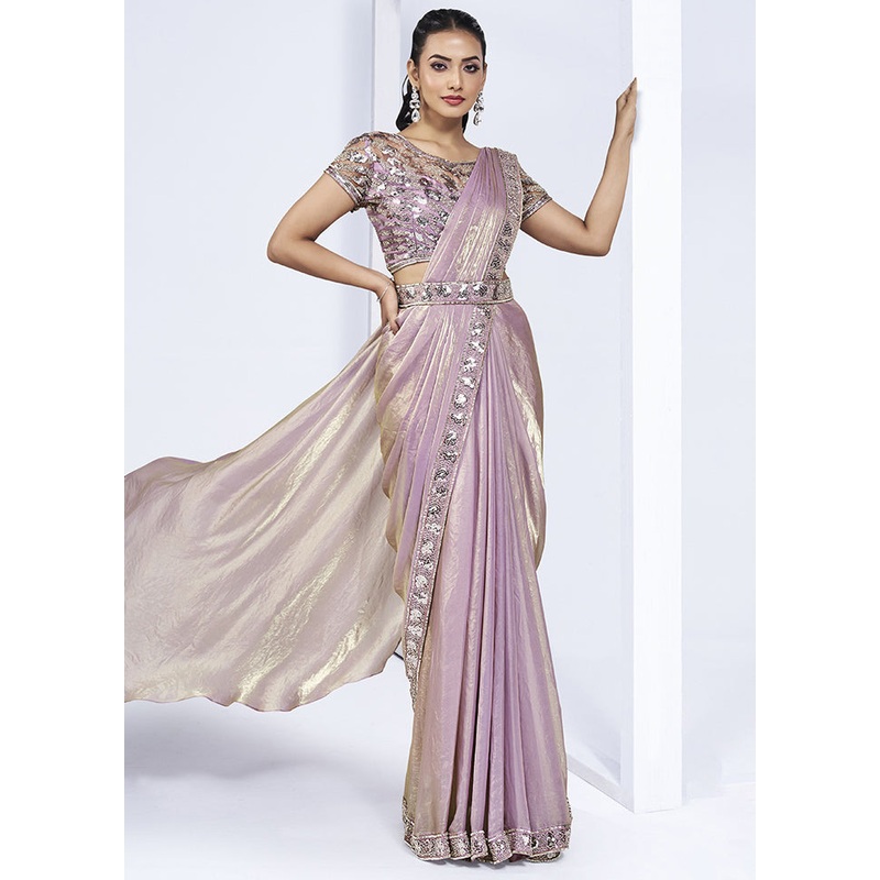 Pink Satin Silk Saree With Blouse Piece - JD986603073
