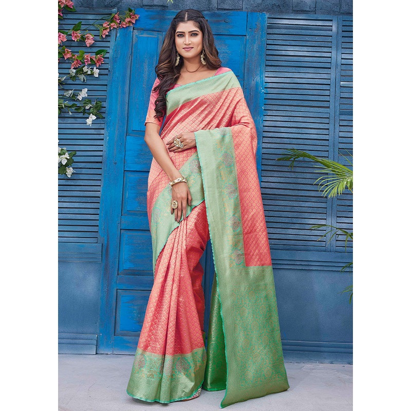 Pink Spun Silk Saree With Blouse Piece - JD986603065