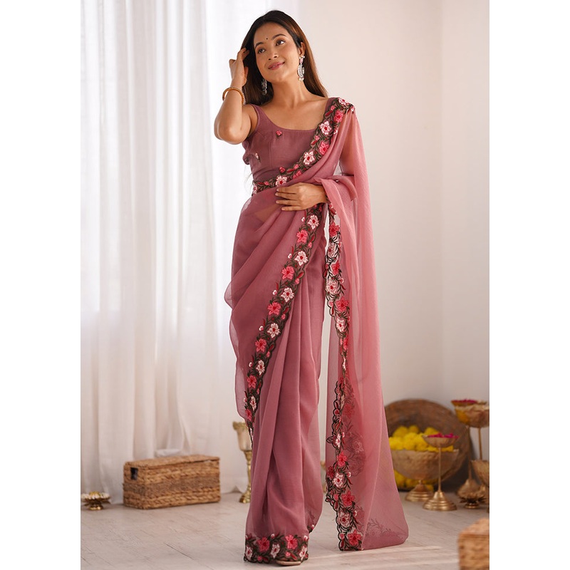 Purple Spun Silk Saree With Blouse Piece - JD986603042