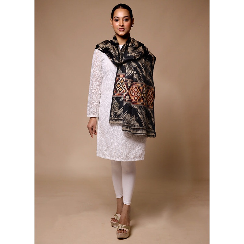Black Woven Work Shawl - JD986602725
