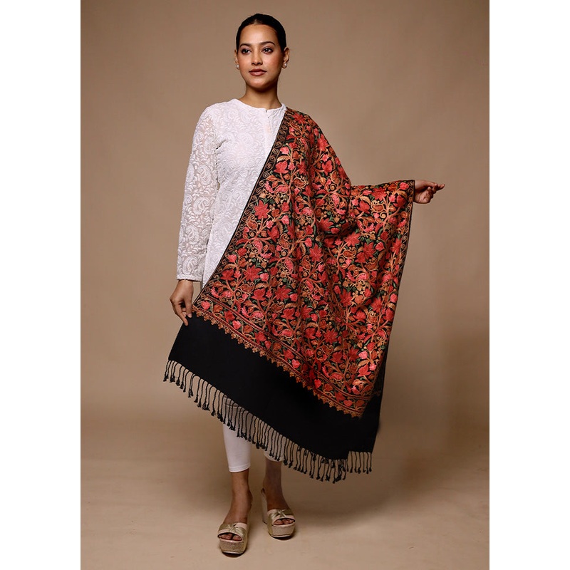 Black Woven Work Shawl - JD986602726