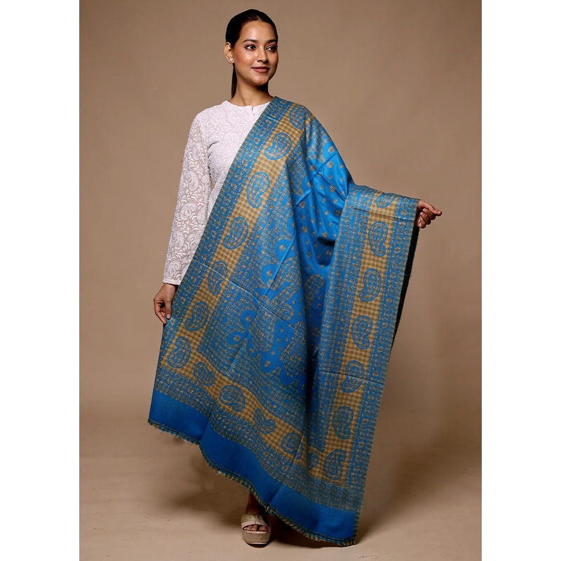 Blue Woven Work Shawl - JD986602717