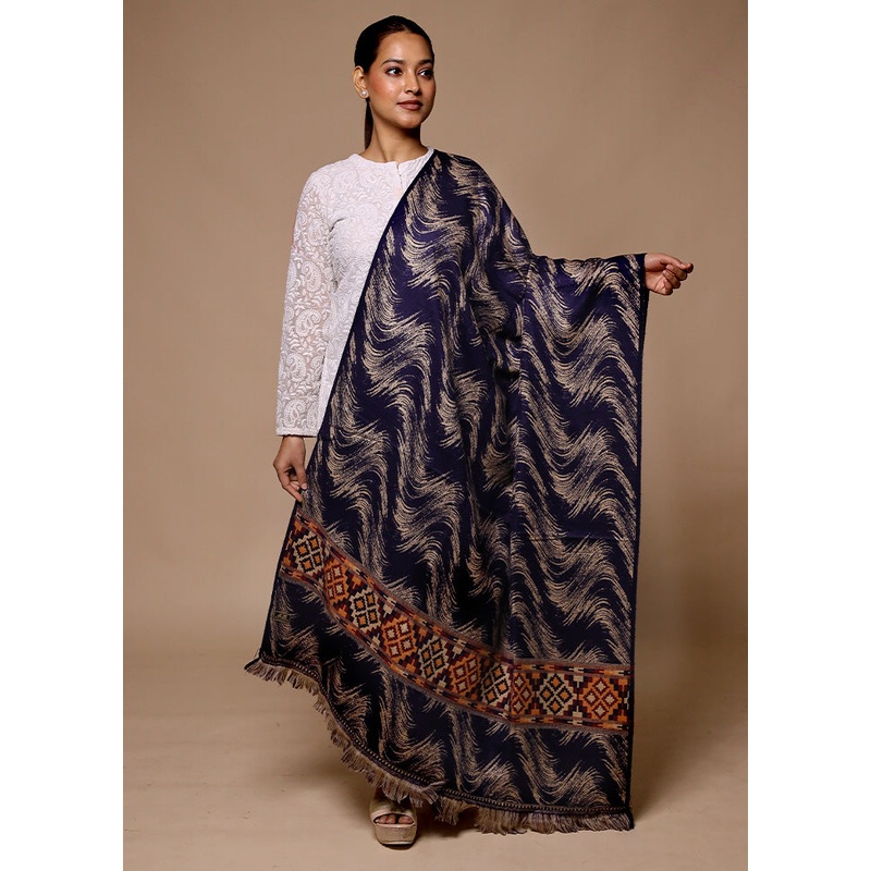Blue Woven Work Shawl - JD986602718