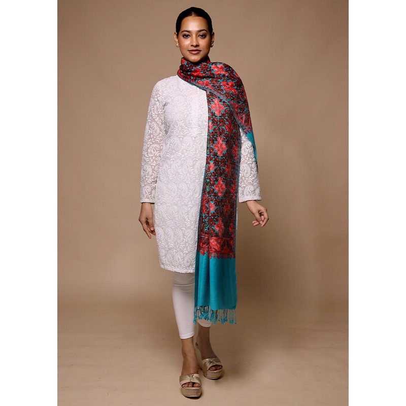 Blue Woven Work Shawl - JD986602719