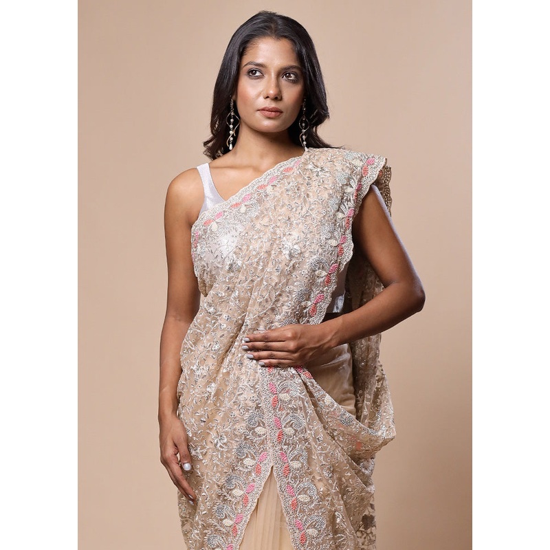 Cream Pure Handloom Silk Saree With Blouse Piece - JD986602814