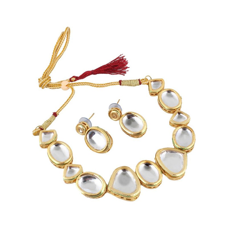 Golden Alloy Jewellery Set - JD986602744