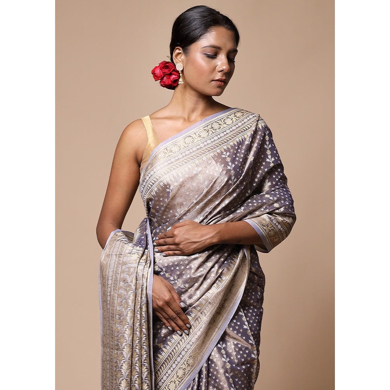 Lavender Tissue Silk Saree With Blouse Piece - JD986602788