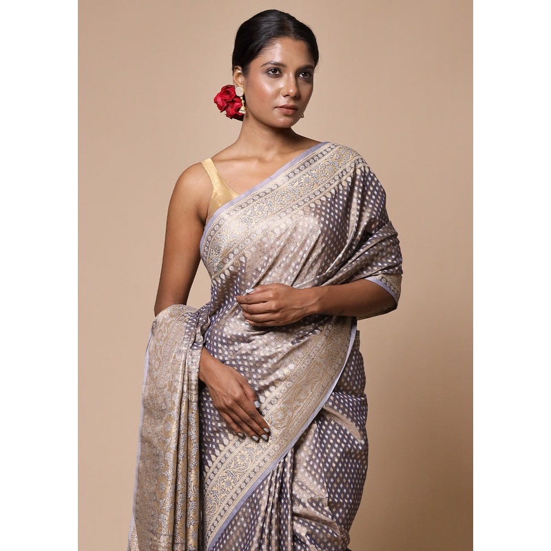 Lavender Tissue Silk Saree With Blouse Piece - JD986602790