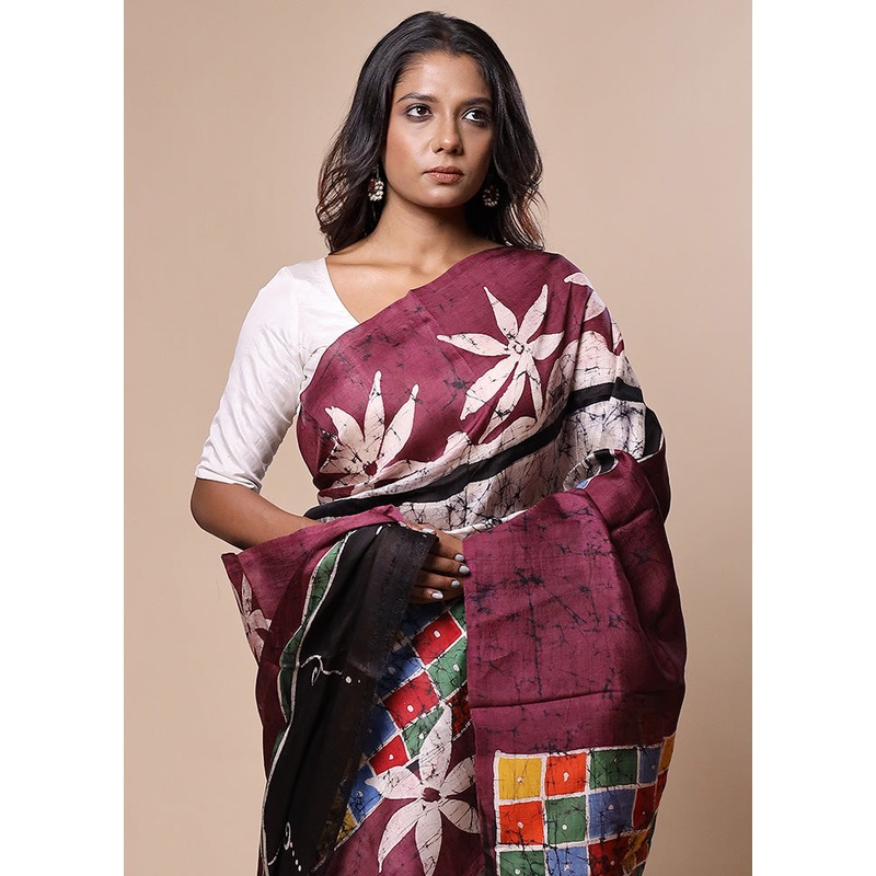 Multicolor Printed Pure Silk Saree Without Blouse Piece - JD986602785
