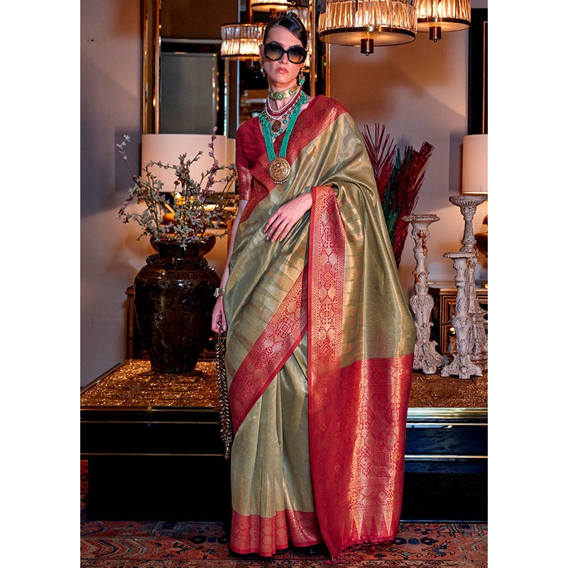 Multicolor Spun Silk Saree With Blouse Piece - JD986602848