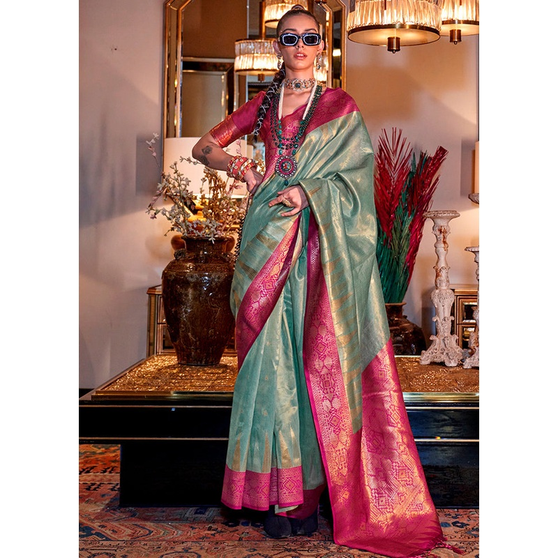 Multicolor Spun Silk Saree With Blouse Piece - JD986602850