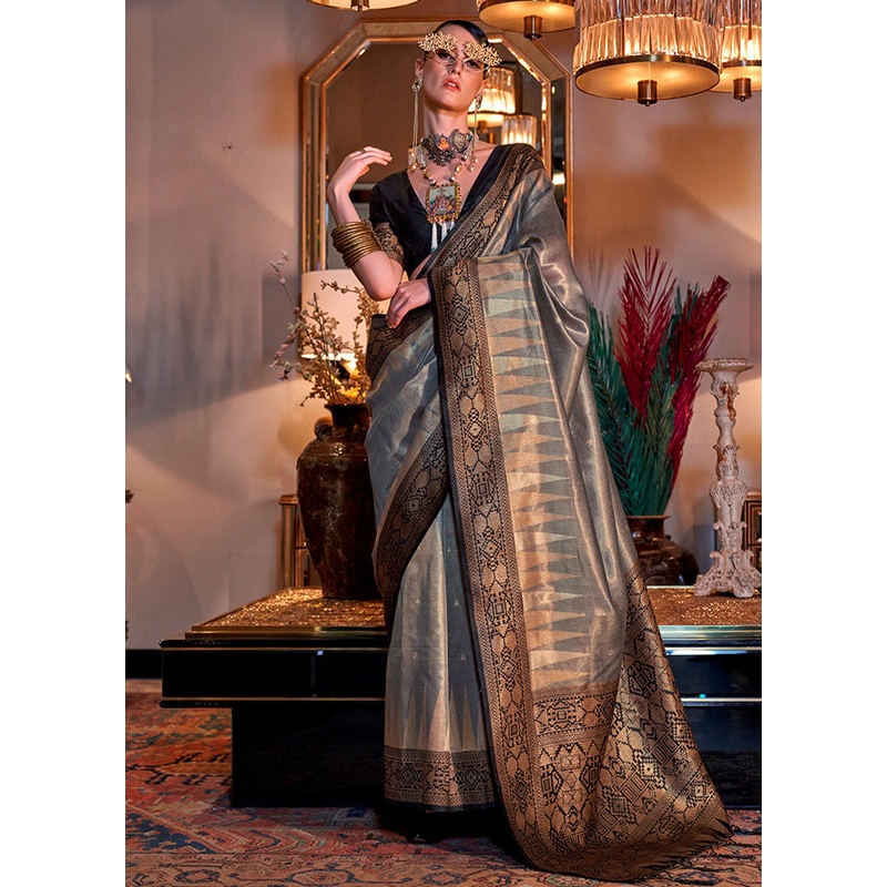 Multicolor Spun Silk Saree With Blouse Piece - JD986602851