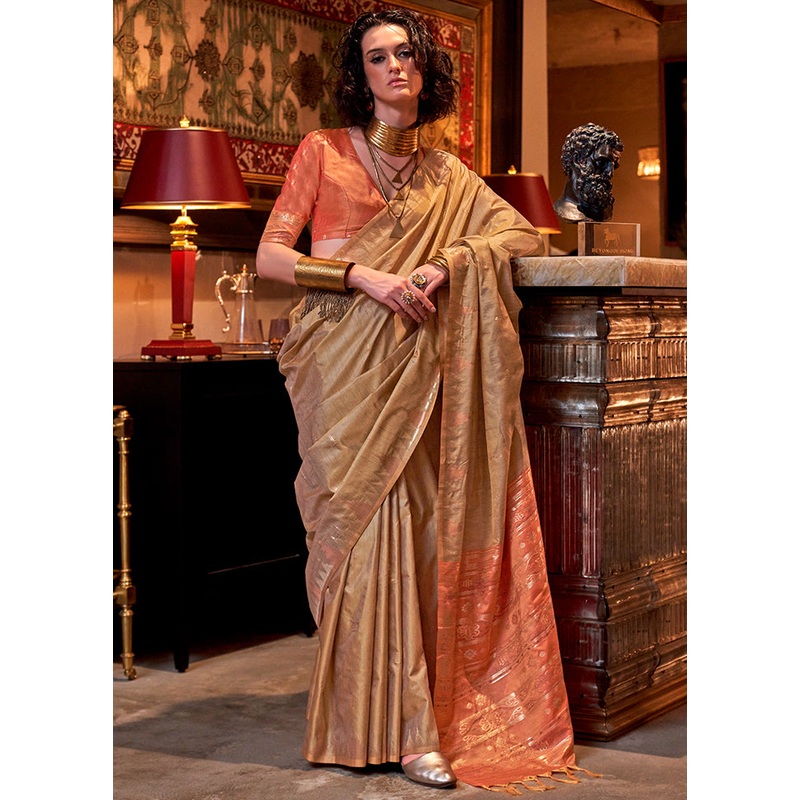 Multicolor Tussar Silk Saree With Blouse Piece - JD986602847