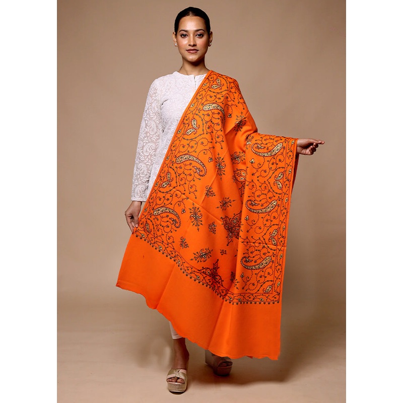 Orange Woven Work Shawl - JD986602681