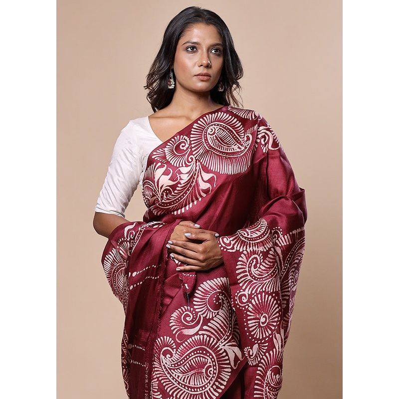 Pink Printed Pure Silk Saree Without Blouse Piece - JD986602775