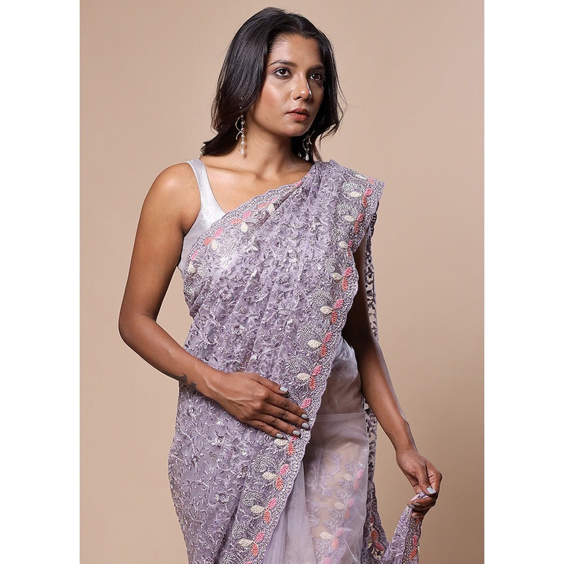 Purple Pure Handloom Silk Saree With Blouse Piece - JD986602766