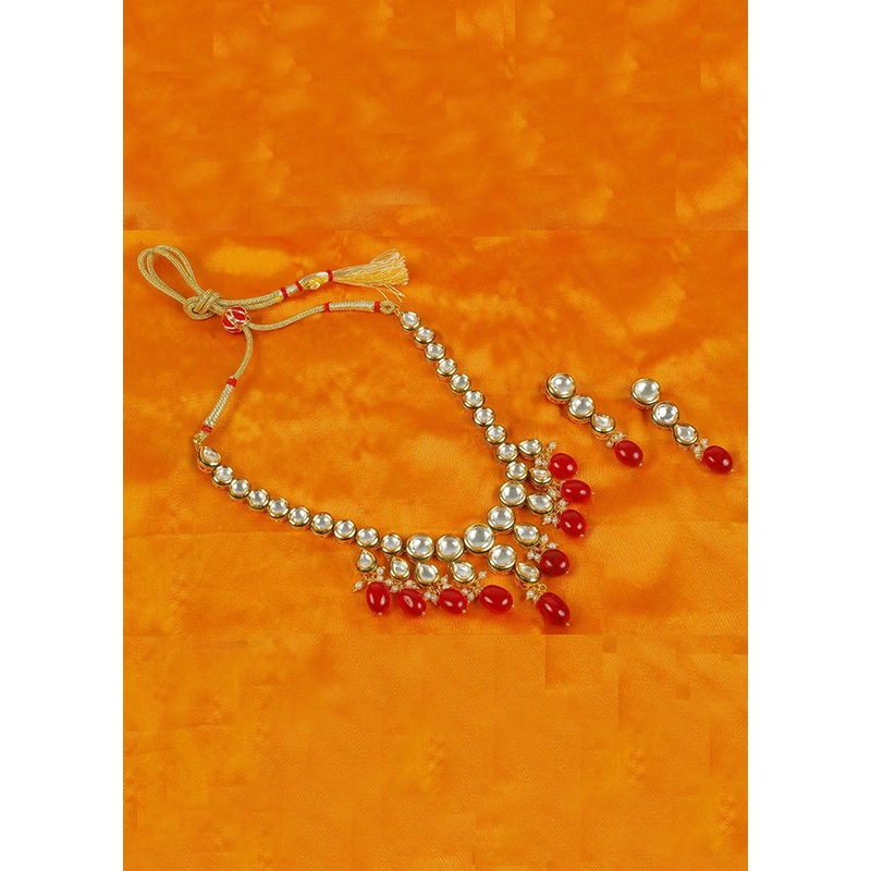 Red Alloy Jewellery Set - JD986602736