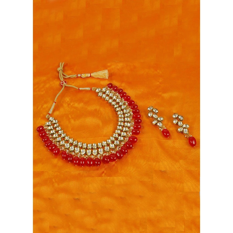 Red Alloy Jewellery Set - JD986602737