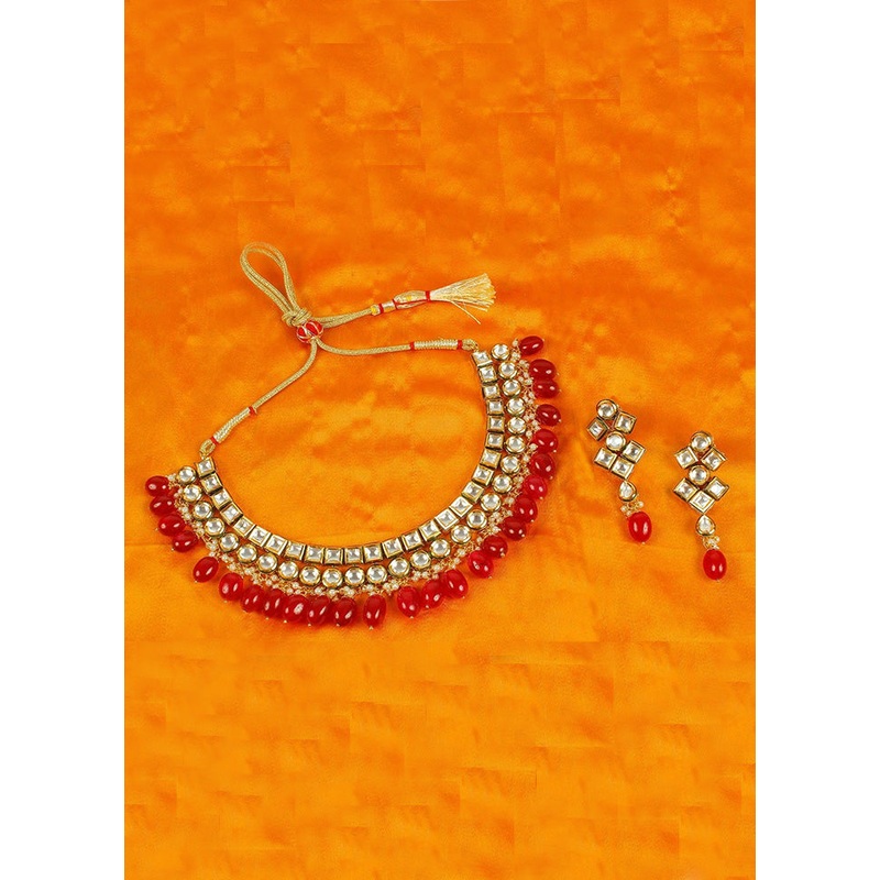 Red Alloy Jewellery Set - JD986602738
