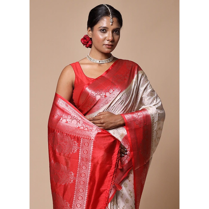 White Georgette Saree With Blouse Piece - JD986602760
