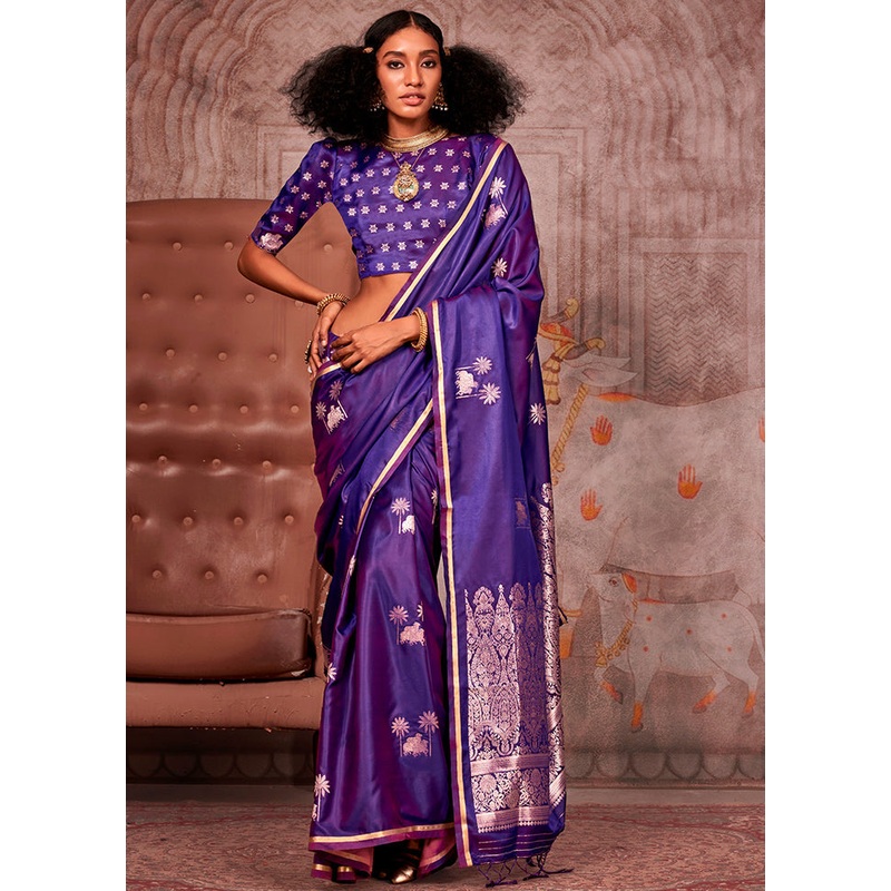 Wine Spun Silk Saree With Blouse Piece - JD986602840