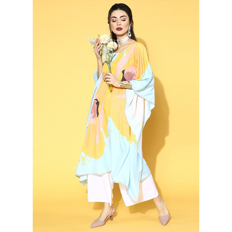 2 Pc Mustard Readymade Silk Kurti Set - JD986602622