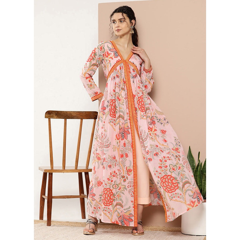 2 Pc Pink Readymade Georgette Kurti Set - JD986602638