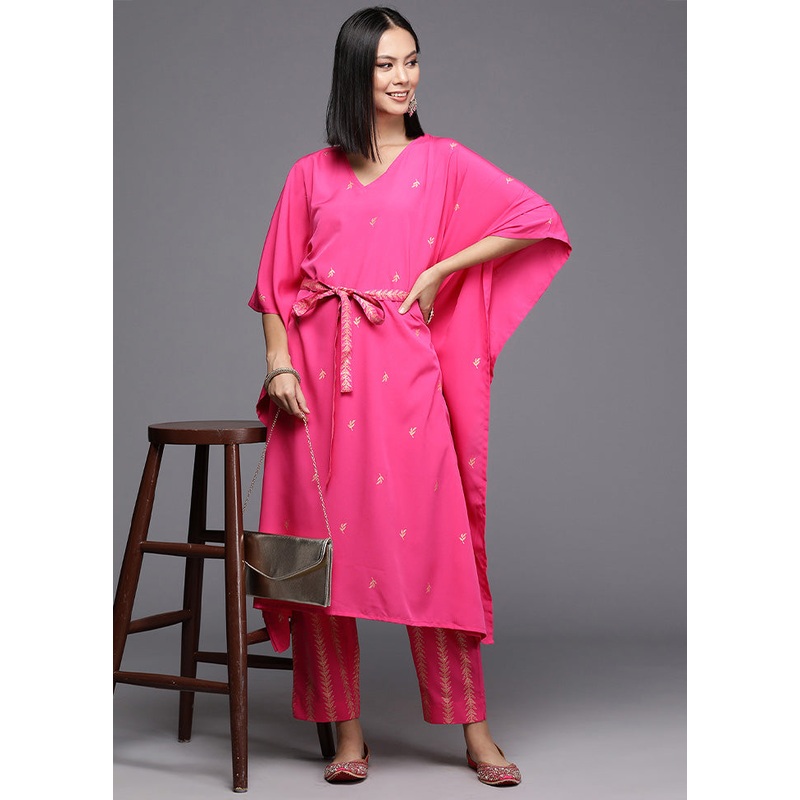 2 Pc Pink Readymade Silk Kurti Set - JD986602618
