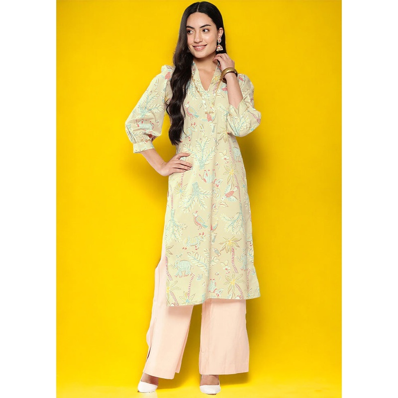 Beige Readymade Silk Kurti - JD986602610