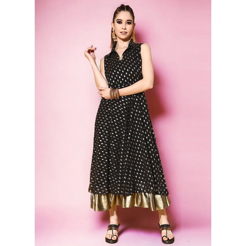Black Readymade Georgette Indian Dress - JD986602544