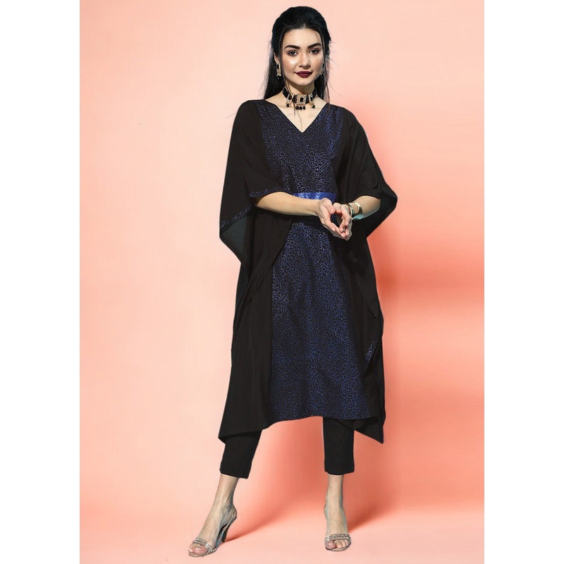 Black Readymade Polyester Kurti - JD986602605