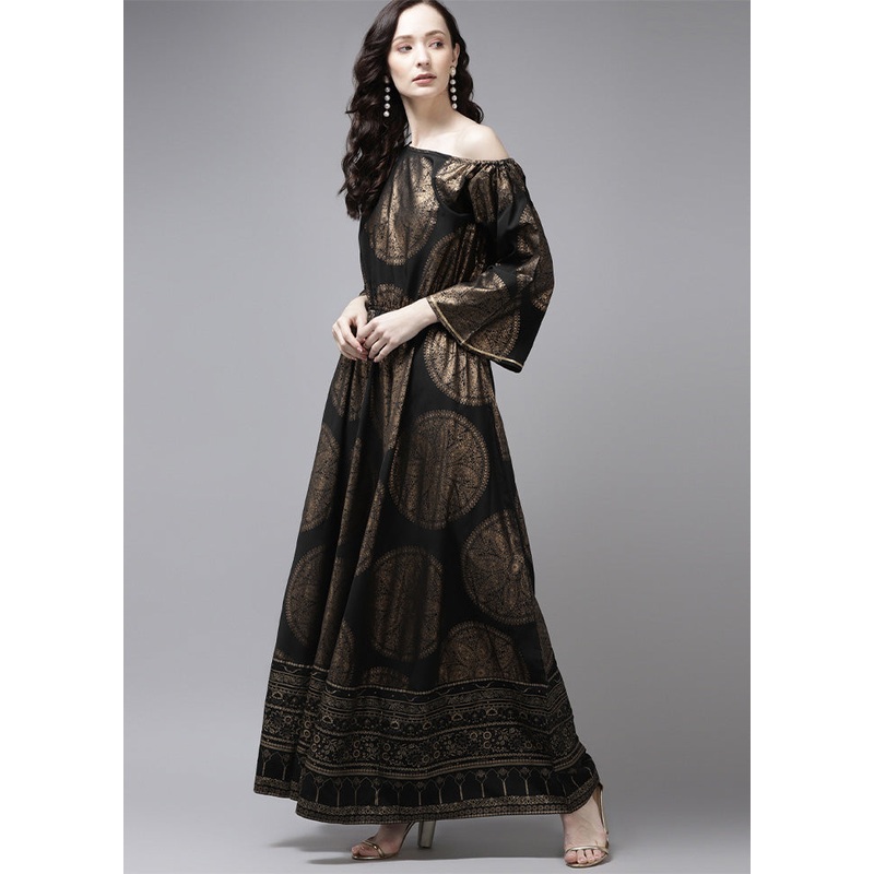 Black Readymade Silk Kurti - JD986602604
