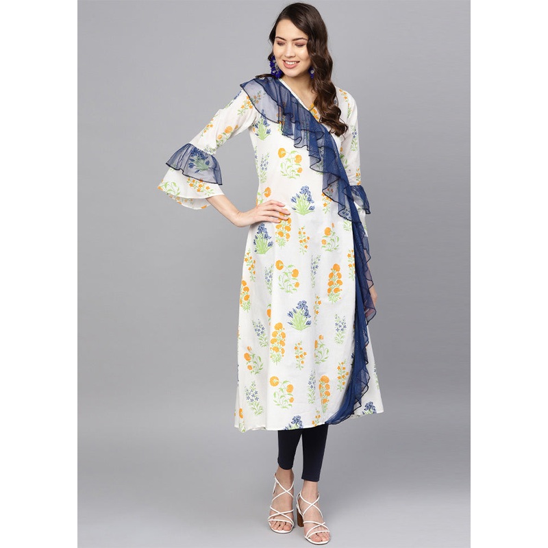 Off White Pure Readymade Cotton Kurti - JD986602573